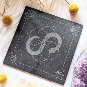 Goddess Provisions Infinite Magic Altar Tile Trivet Black Slate Seed of Life